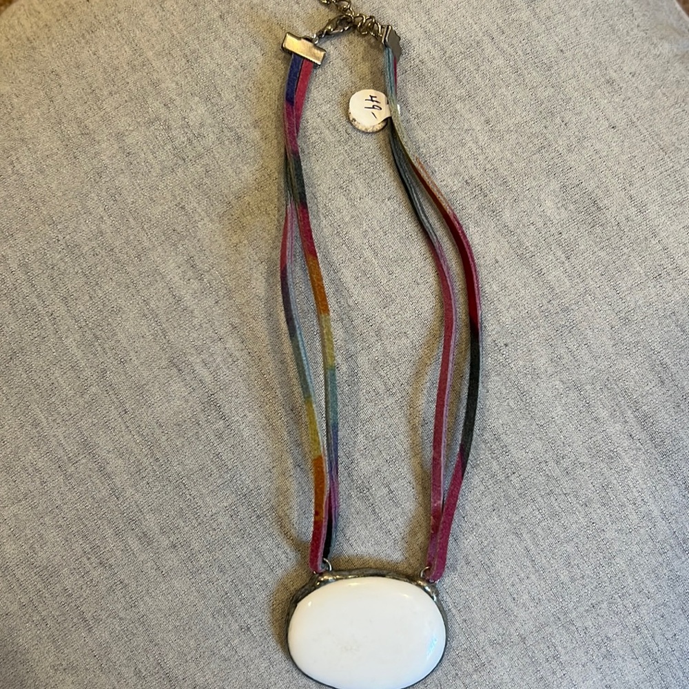 Handmade Stone Necklace with suede cord